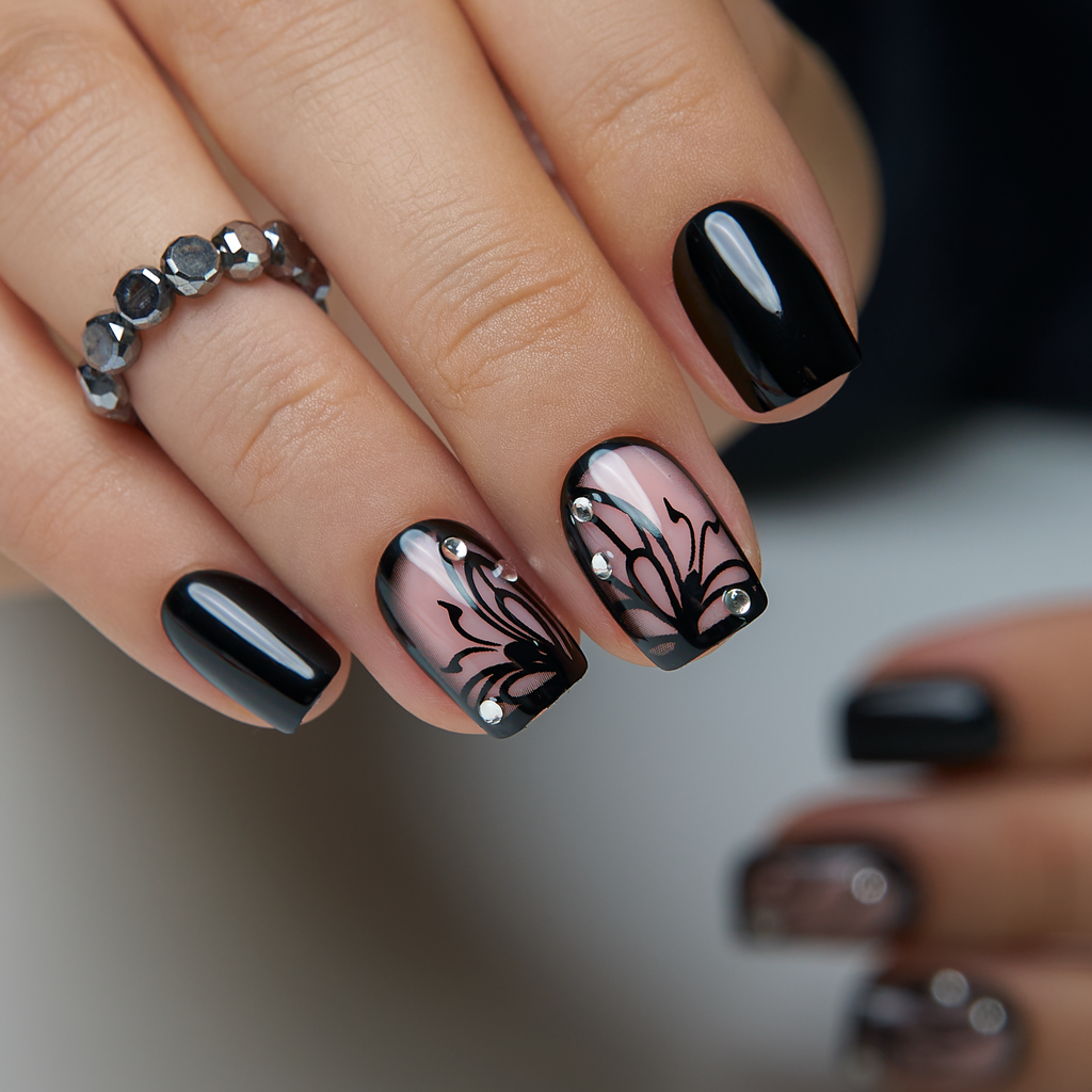 Chic Noir Wings – S Squoval