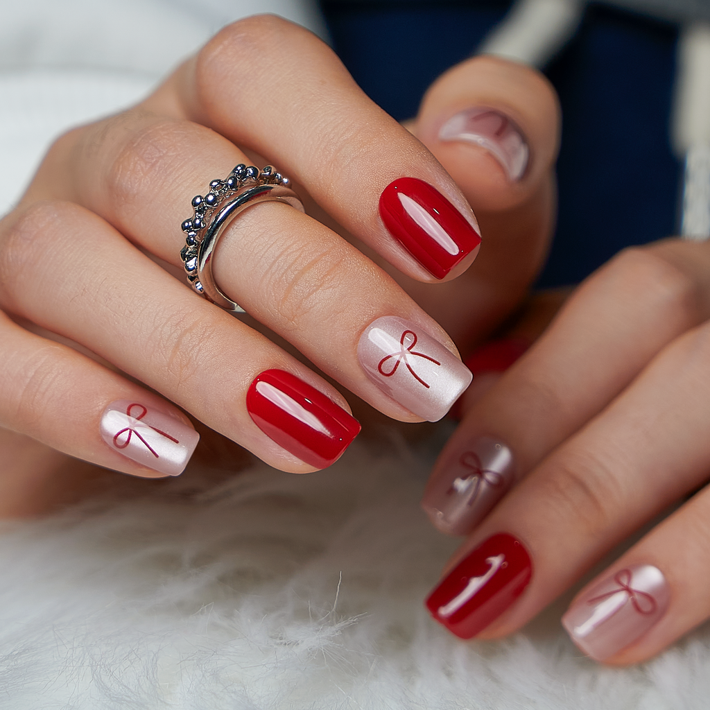 Ribbon Red Charm – S Squoval