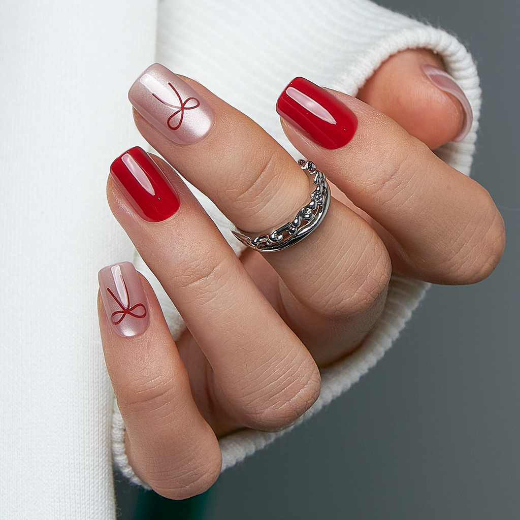 Ribbon Red Charm – S Squoval