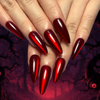 Ruby Cat Glow Press-On Nails – Long Almond Red Cat Eye