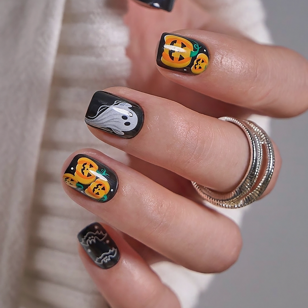 Ghost Grove Halloween Press On Nails – Extra Short Squoval