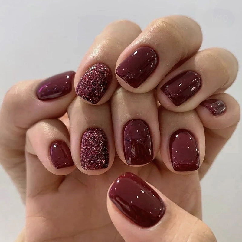 Burgundy Bling – S Squoval