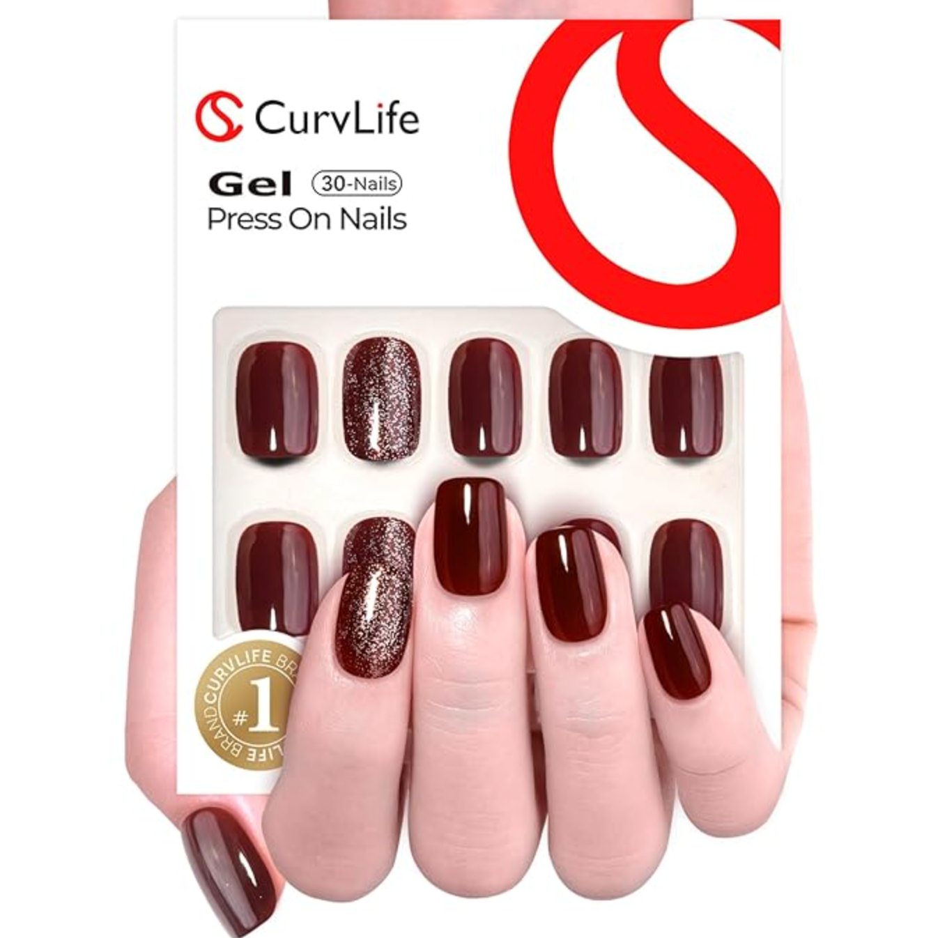 Burgundy Bling – S Squoval