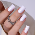 Arctic White Press-On Nails – Medium Duckbill Pure Glossy White Solid Color Clean Versatile Salon Look