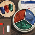 M-07 3-Color Cat Eye Gel Nail Polish Set – sapphire blue, copper red and emerald green shades in round palette with magnet and brush