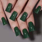 Emerald Pure Press-On Nails – Medium Duckbill Deep Emerald Green Glossy Solid Color Elegant Salon Look