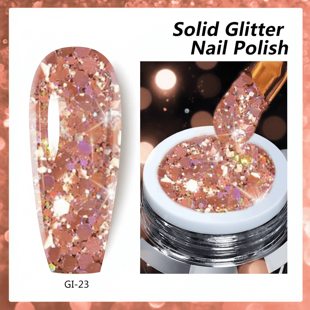 Rose Gold Glitter Gel Nail Polish GI-23