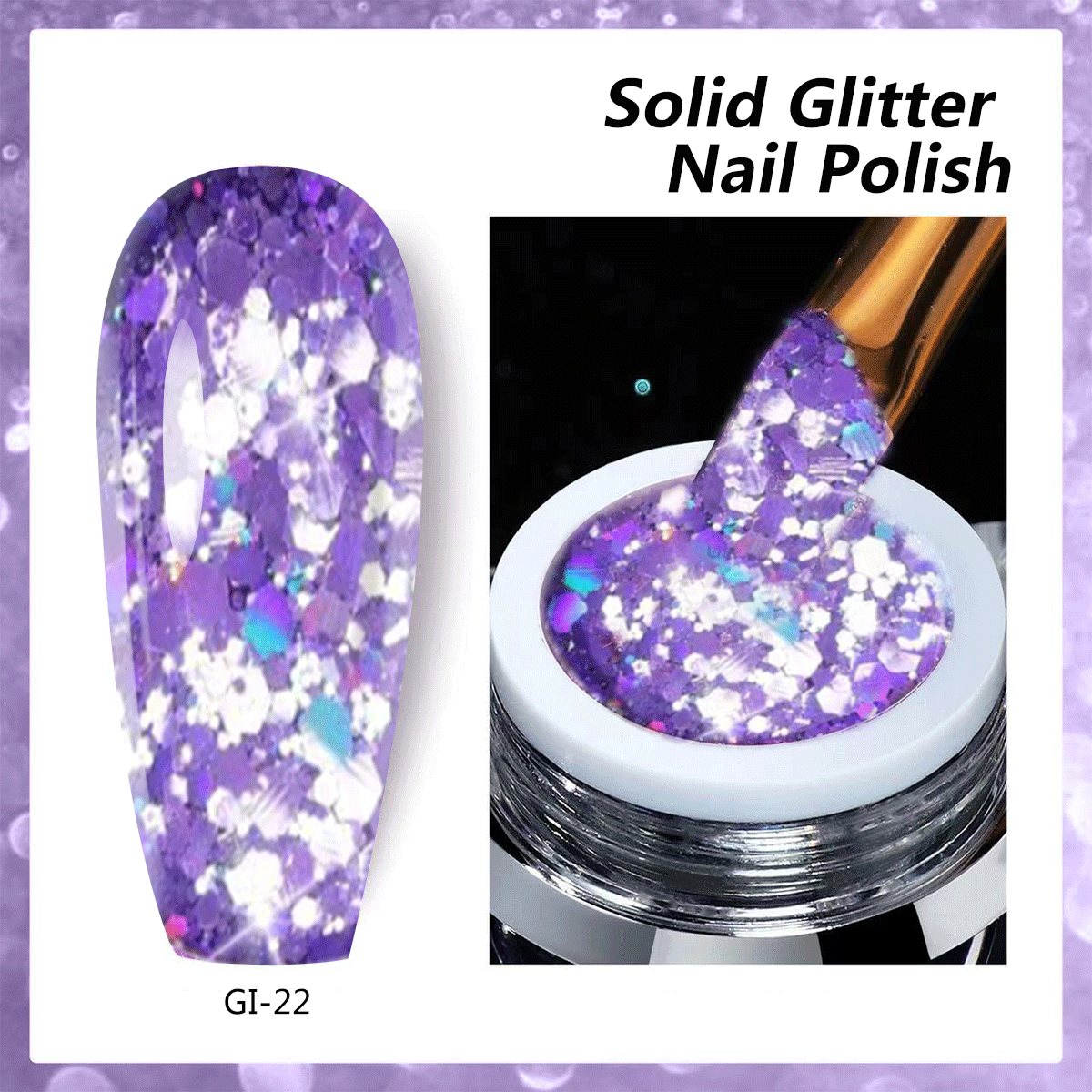 Lavender Purple Holographic Glitter Gel Polish GI-22